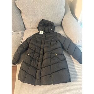 Steve Madden Womens Black Chevron Quilted Hooded Puffer‎ Coat OLA1898 L NWT
